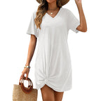 Womens Side Tie Knot Short Sleeve Mini