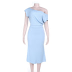 Off-Shoulder Fitted Waist Solid Color Chic Bodycon Dress