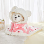 Pet Clothes Warm Thickened Flannel Hooded Shawl