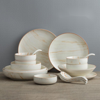 Marbled Ceramic Bowls & Dishes Set