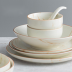 Marbled Ceramic Bowls & Dishes Set