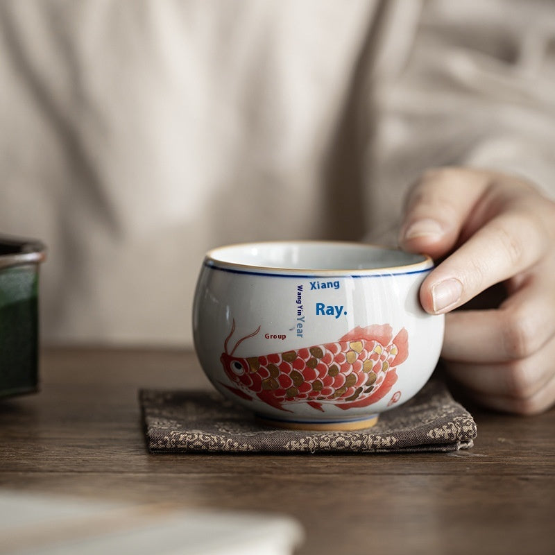 Retro Year of the Fish Ceramic Tea Cup