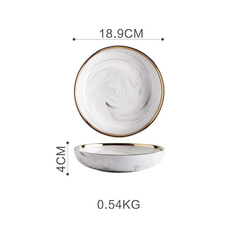 Marble Effect Ceramic Bowls & Plates Tableware Set