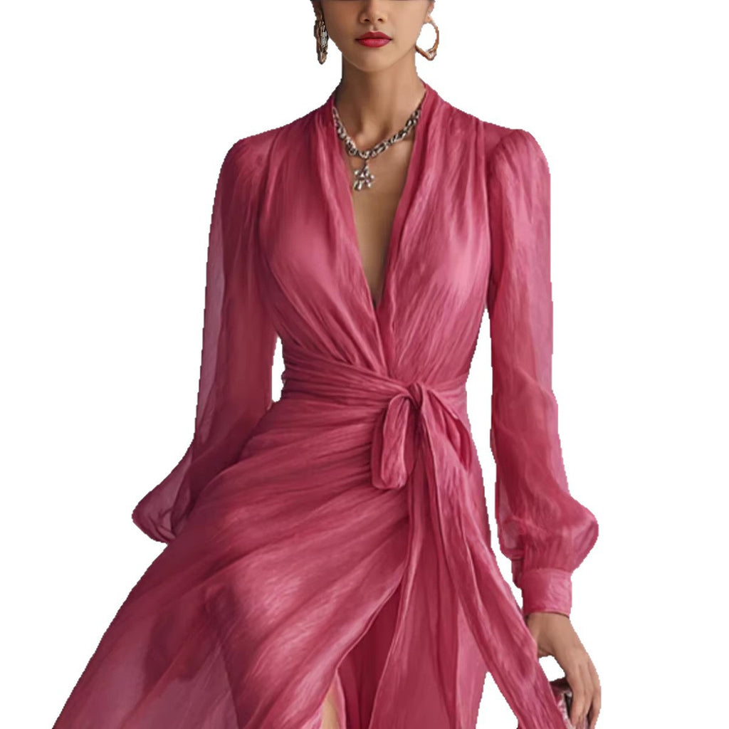 Casual Court Style V Neck Lace Up