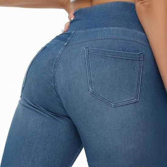 Women's High Waisted Faux Denim Jeans