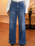 Women's Heart Shaped Rivet Detail Denim Jeans