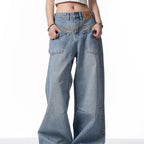 Women's Retro Reversible Design Washed Denim Jeans