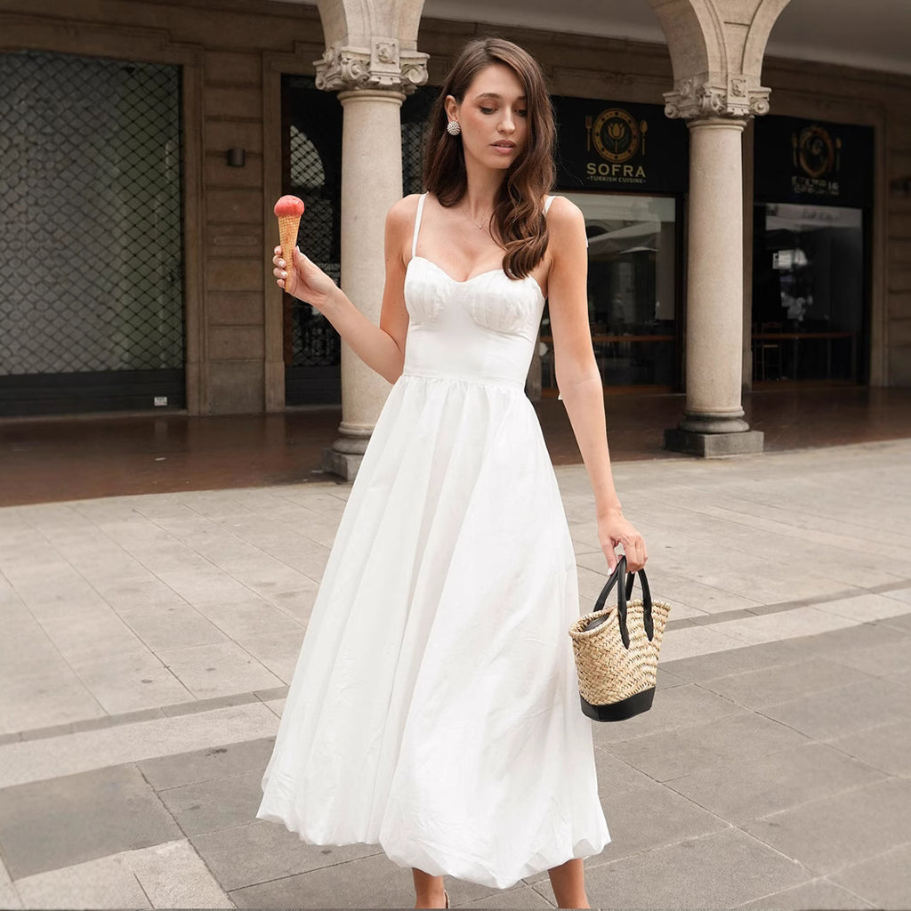 Fitted Waist Bubble Cotton Womens Skirt