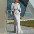 V Neck Waist Trimming Ruffles Elegant Dress