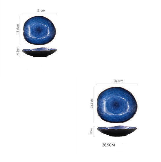 Irregular Ceramic Flat Dinner Plates — Western Style