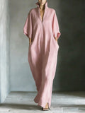 Womens Fashion V Neck Casual Loose Dress