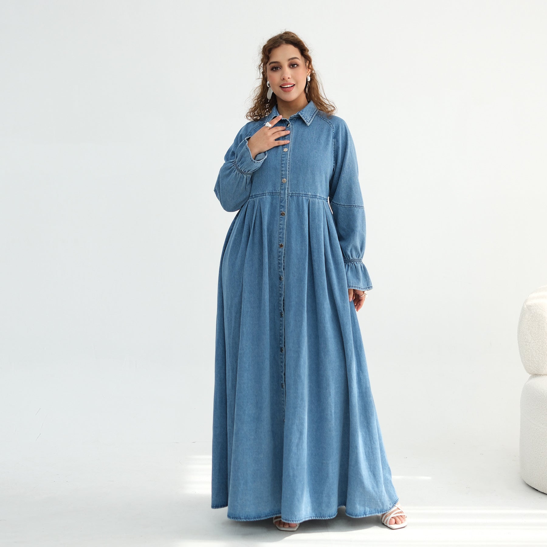 Denim Dress Middle Eastern Dubai European And American-style Robe