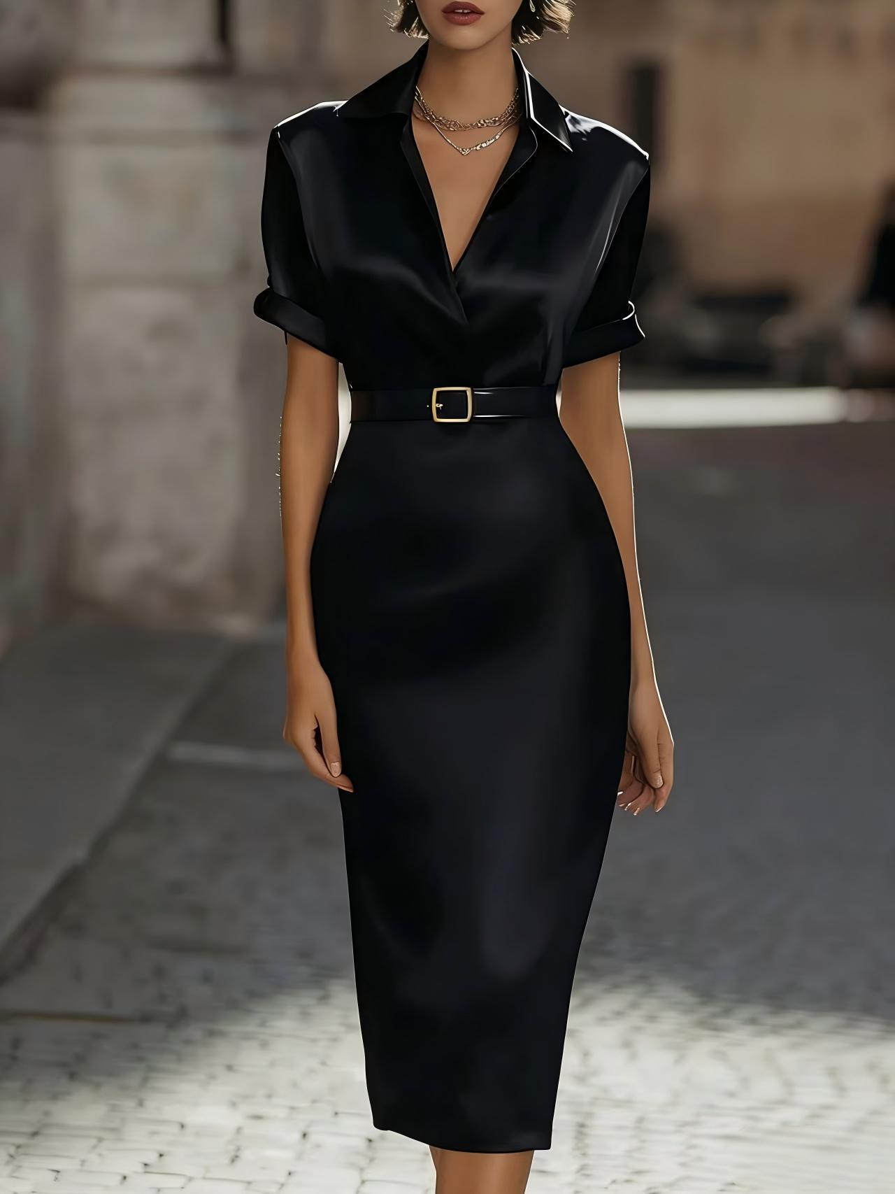 Womens Slim Fit Waist Cinching Dress