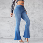 Women's High Waist Elegant Flared Denim Jeans