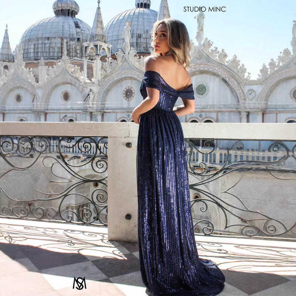 Sequin Maxi Ball Gown Prom Dress Slit