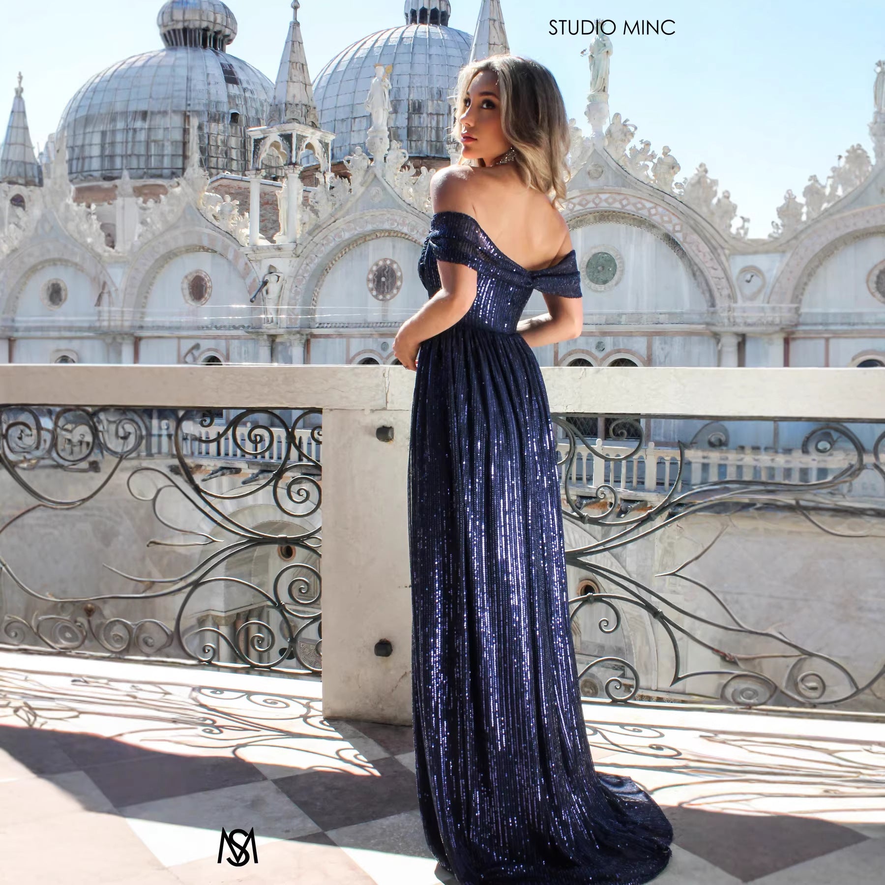 Sequin Maxi Ball Gown Prom Dress Slit