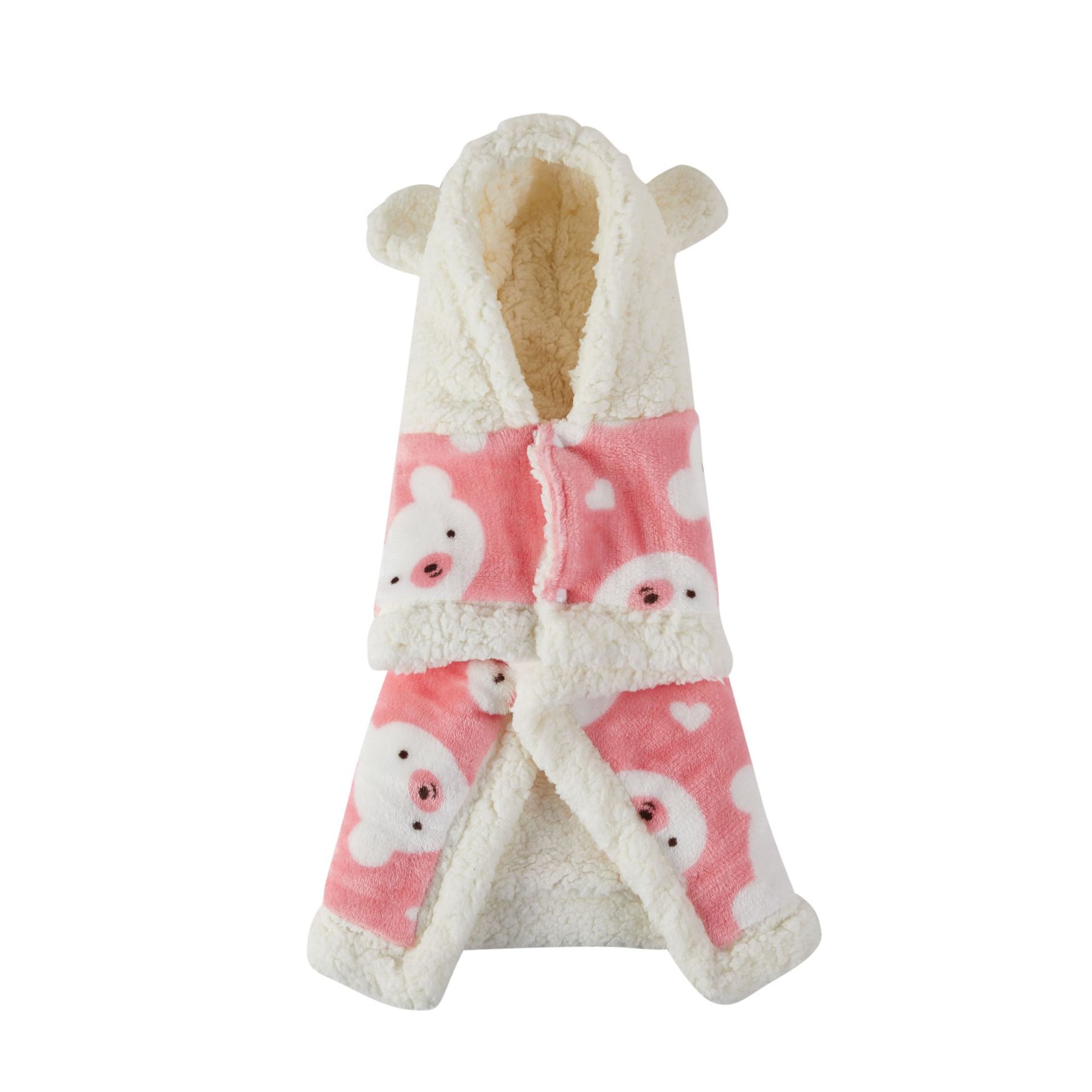 Pet Clothes Warm Thickened Flannel Hooded Shawl