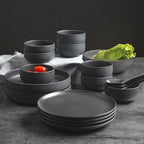 Nordic Ceramic Rice Bowl & Deep Steak Plate