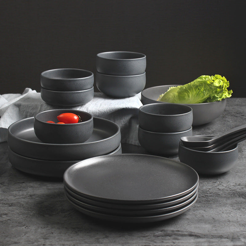 Nordic Ceramic Rice Bowl & Deep Steak Plate