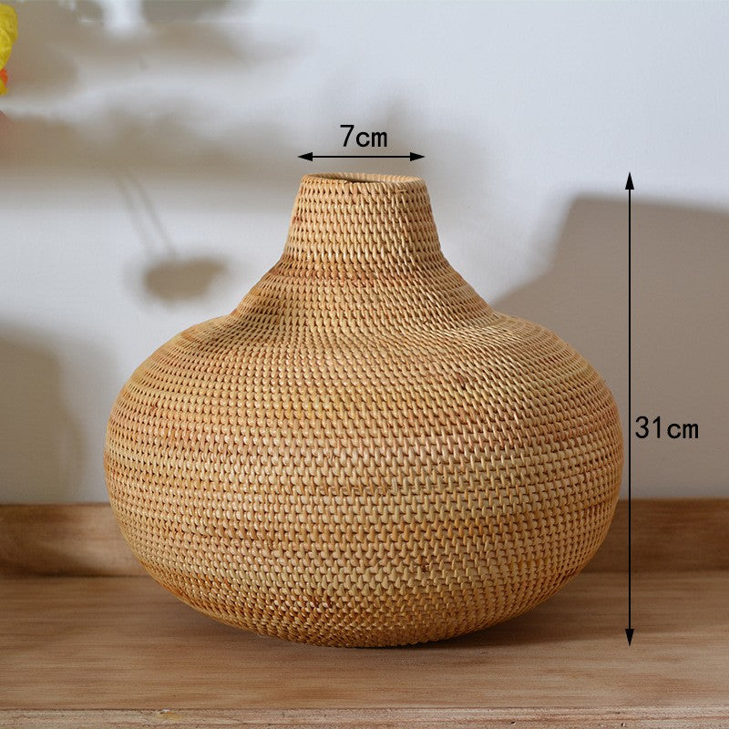 Vintage Chinese-Style Flower Basket for Entryway