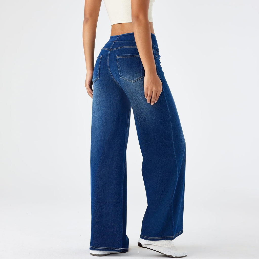 Women's High Waisted Loose Fit Zip Fly Wide Leg Jeans