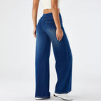 Women's High Waisted Loose Fit Zip Fly Wide Leg Jeans