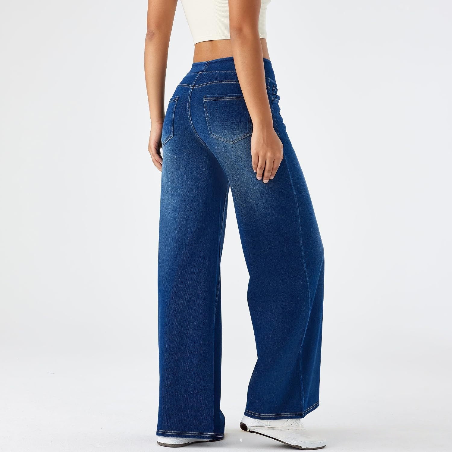 Women's High Waisted Loose Fit Zip Fly Wide Leg Jeans