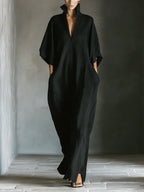 Womens Fashion V Neck Casual Loose Dress