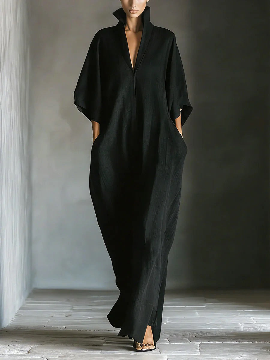 Womens Fashion V Neck Casual Loose Dress