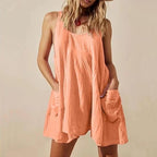 Sleeveless Crewneck Backless Mini Dress Loose Fit