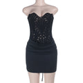 Slim Fit Strapless Hollow Out Lace Dress