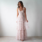 Strapless Backless Cake Style Floral Print Dress