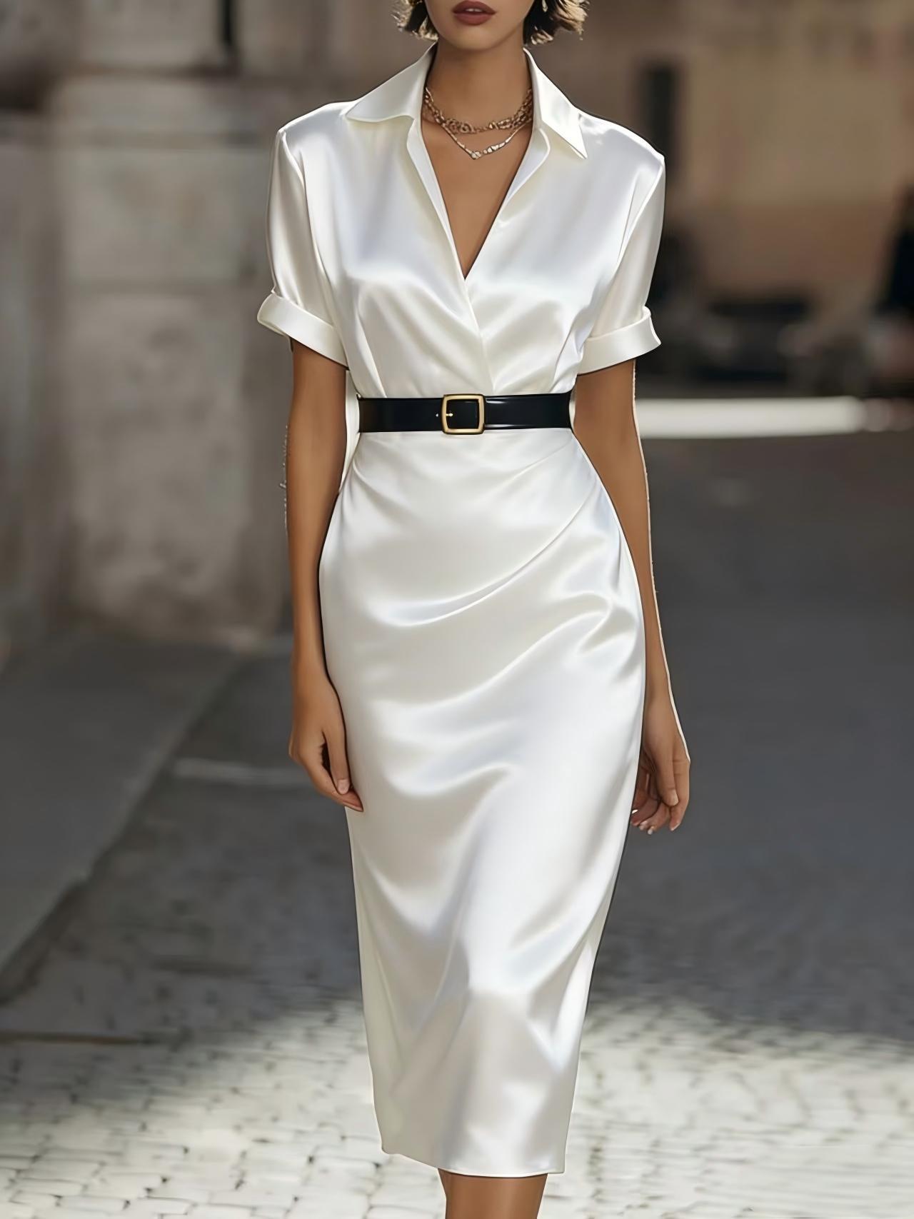 Womens Slim Fit Waist Cinching Dress