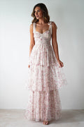 Strapless Backless Cake Style Floral Print Dress